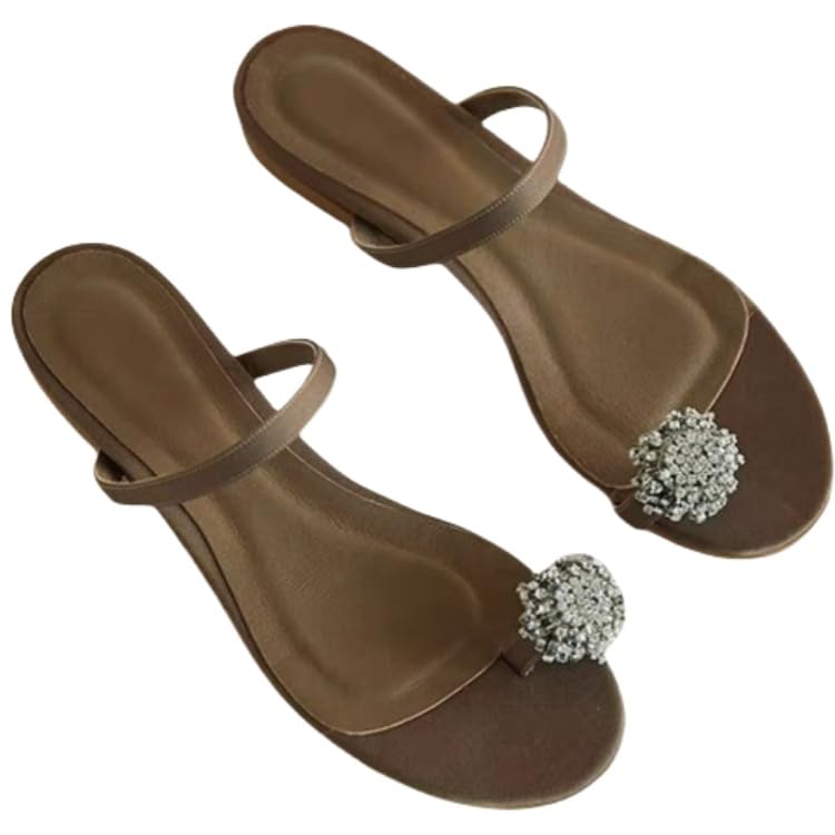 Women's summer open-toe slip-on flat sandals - fashionable and casual, anti-slip, suitable for outdoor, beach and daily use.