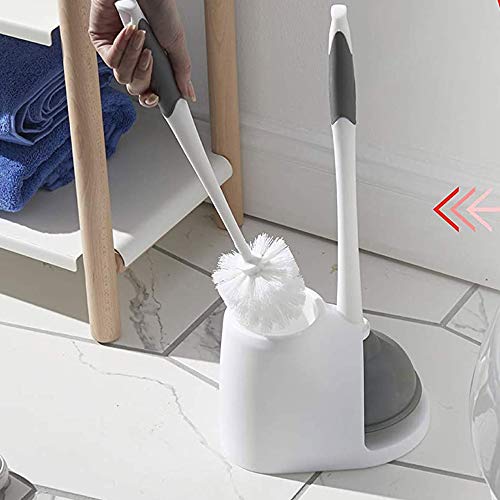 Clorox Toilet Plunger and Brush Bowl Set with Holder Caddy, White and Gray - image 3