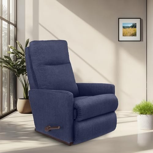 Image of LA Z BOY American Imported Rayna Soft Suede Fabric Single Manual Reclina Rocking Recliner | Padded 1 Seater Relaxing Chair for Home Office Living Room | I-Flannigan Midnight
