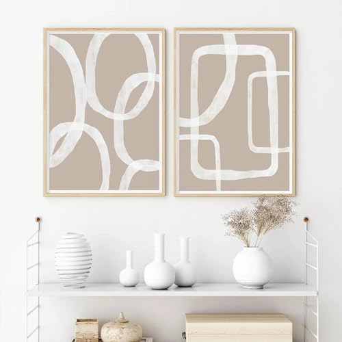 Toile tableau d'art mural abstrait beige salon couloir 40x60