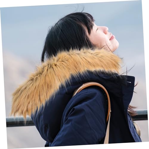 GALPADA Faux Fur Trim For Hood Replacement Women Faux Fur Collar Scarf Wrap Cold Winter Warmer Winter Costume Accessories Brown4