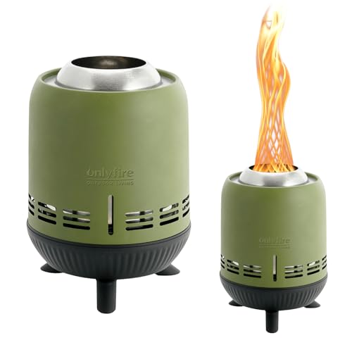 Onlyfire FP055 - Hoguera sin humo con bolsa de transporte, portátil para exteriores, hoguera de bajo humo para camping, portón trasero, patio, hoguera de leña, acero inoxidable, verde