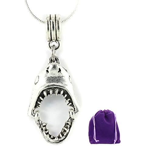Dave The Bunny Shark Necklace - Shark Teeth Necklaces as Shark Gifts for Shark Lovers a Shark Jaw Necklace Great Mommy Shark Necklace Silver in Color or Shark Jewelry Shark Charm Cover