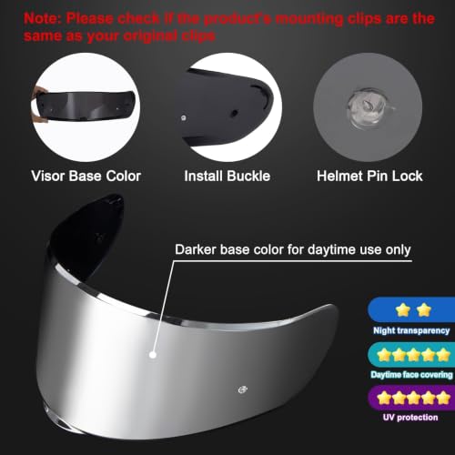 Image of PSLER Sedici Strada 2 Visor - Sedici Strada 2 and Strada 3 Face Shield Motorcycle Helmet visor Accessories Replacement for LS2 FT2 VECTOR Sedici Strada 2 Strada 3 FF801 FF397,Silver