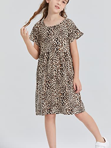 DaniChins Girl Casual Short Sleeve Floral Print Dress with Pockets4