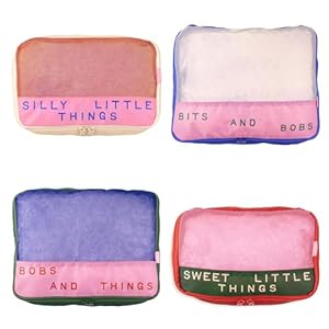 ban.do Getaway Polyester and Mesh Packing Cube Set, Includes 4 Foldable Luggage Organizers in Various Sizes, Bits and Bobs