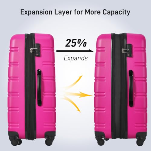 Hardshell Luggage Sets 24inches + Bag Spinner Suitcase with TSA Lock Lightweight(Pink)2