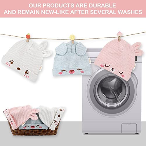 Dokma Organic Cotton Toddler Hat Set 3 Cute Animal Ears Design, Beanies For Baby Boys And Girls 0-6 Months, Pink #TOP6