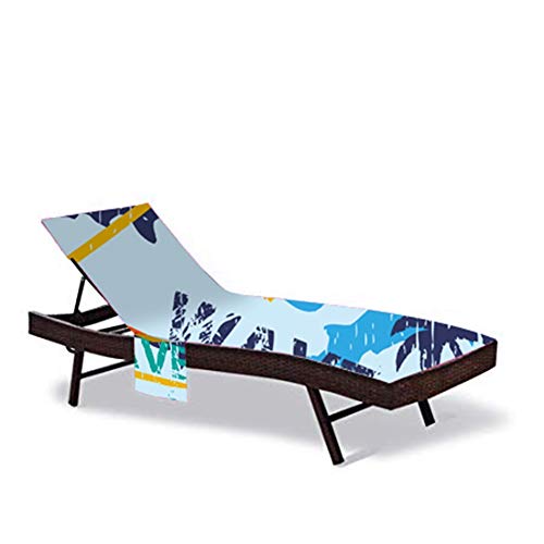 QEES - Funda para silla de playa con bolsillo lateral, cubierta para tumbona de patio, toalla reclinable para piscina, toalla de playa, Microfibra., Color 5, 212L x 75W CM