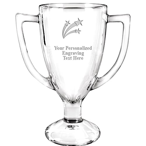 Image of Crown Awards 7 inch Custom Engraved Cup Trophy, Personalized Glass Cup Award with Your Text