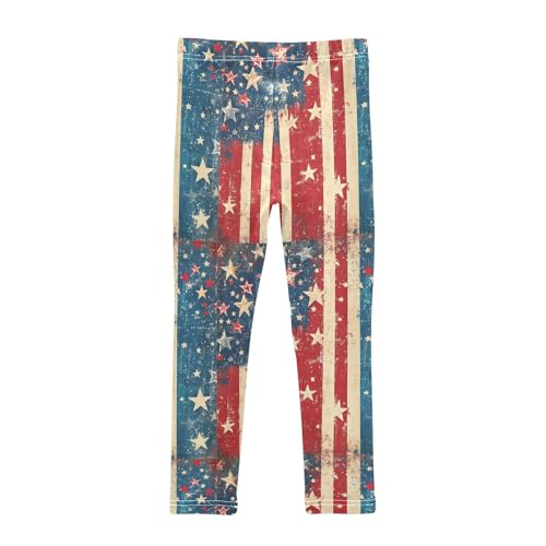 Boccsty Fourth of July American Flag Girls Leggings Kids Yoga Pants Dance Active Tights 4T2