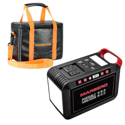 MARBERO 200W Portable Power Station with Waterproof Carrying Case, 148Wh Power Bank with AC DC USB Outlets for Outdoor Fishing Hiking Emergency