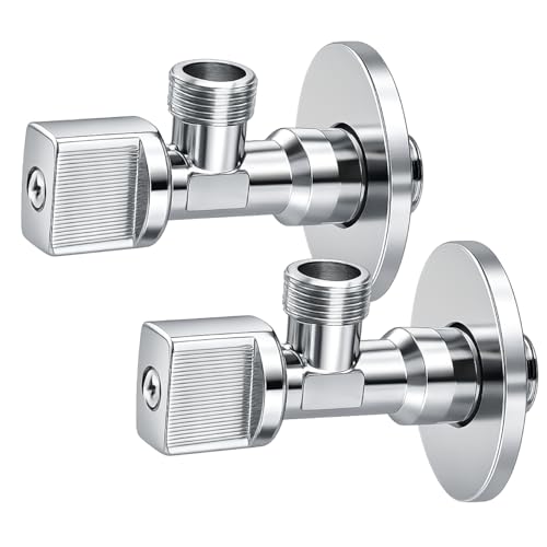 FLUVIA Llave de Paso de Agua 1/2' x 3/8' (Pack 2 Unidades) – Llave de Escuadra de Latón Resistente, Válvula de Ángulo para Baño, Cocina, WC, Uso Doméstico y Profesional