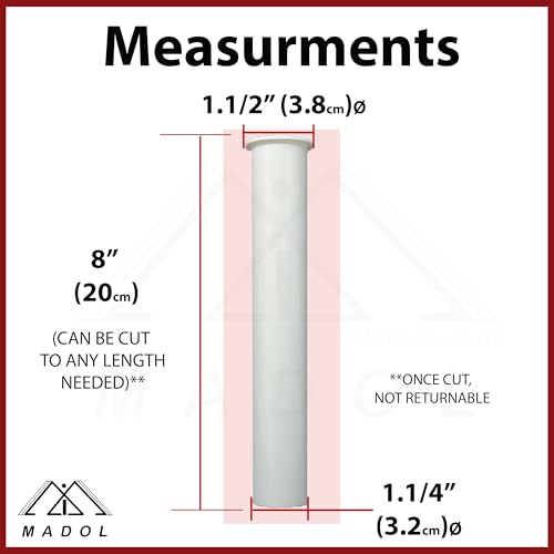 Tubo de cola para fregadero 1-1/4 pulg. x 8 pulg. plástico blanco miniatura 2
