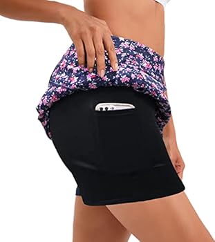 Timuspo Skort, sportkleding, voor dames, knielange rok met binnenshort, atletisch, tennisrok, met hoge taille, rok met broekje eronder, perfect voor sport, golf, wandeltraining, M