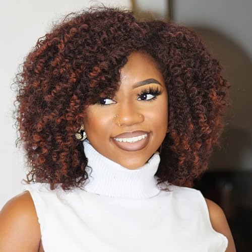 WIGER 6 inches Short Kinky Curly Wigs Side Part Twist Out Wigs Afro Curly Wigs for Black Women Synthetic Wigs for Women Daily Use(1B/350#) (Twist Out)