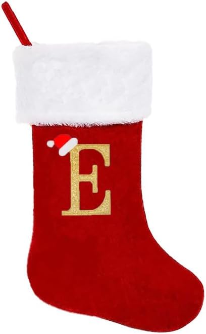 Medias de Navidad con monograma de 20 pulgadas con letras, medias de Navidad bordadas con inicial, medias de Navidad personalizadas, medias de