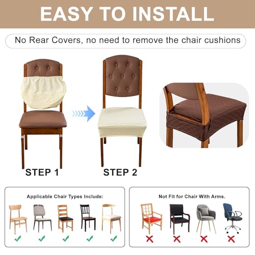 Image of Genina Waterproof Seat Covers for Dining Room Chair Covers,No Rear Covers