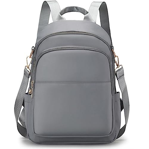 Veyarien Piccolo zaino da donna, in nylon, leggero, piccolo, robusto, piccolo zaino casual da viaggio, per donne e ragazze all'aperto, viaggi, lavoro, shopping, Grigio, S