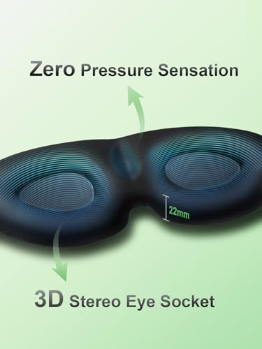LC-dolida Sleep Eye Mask. Zero Eye Pressure 3D Sleeping Mask, 100% Light Blocking Patented Design Night Blindfold, Soft Eye Shade Cover for Travel, Black