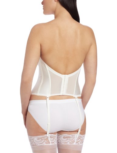 Carnival Women's Low Plunge Backless Satin Corset Bra, Ivory, 38B #TOP1