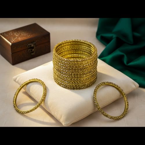 Image of SUNDRAM Raindrop Glass Bangles Set for Women & Girls, Transparent Crystal Kanch Ki Chudi for Wedding & Party, Set of 12