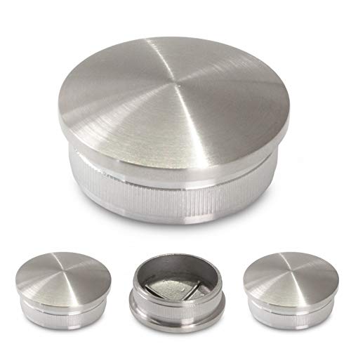 Tapones finales de acero inoxidable V2A para tubo de barandilla de 42,4 mm (curvado, hueco, diámetro de 42,4 mm)