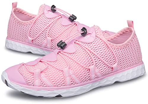 Image of DOUSSPRT Women's Water Shoes Quick Drying Aqua Sneakers Beach Sandals Pink Size 8, Pink 219
