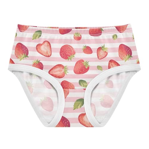 Wusikd Strawberry Girls' Underwear Cotton Pink Stripes Girls Briefs Soft Toddler Underwear 2T
