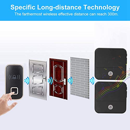 Campainha sem fio, Kit de sino de porta remoto com 52 melodias (1*Receptor +2*Transmissor)