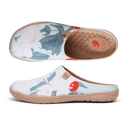 Image of UIN Slipper Woman Travel Art Painted Shoes Wide Toe Casual Home Slip On Mules Malaga