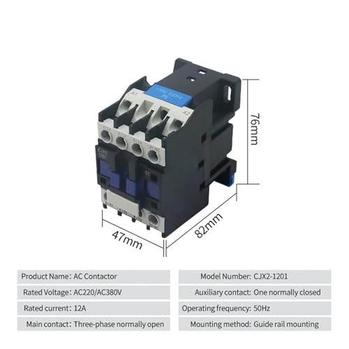 Contacteur triphasé CJX2 12A pour une commutation magnétique stable en 12V
