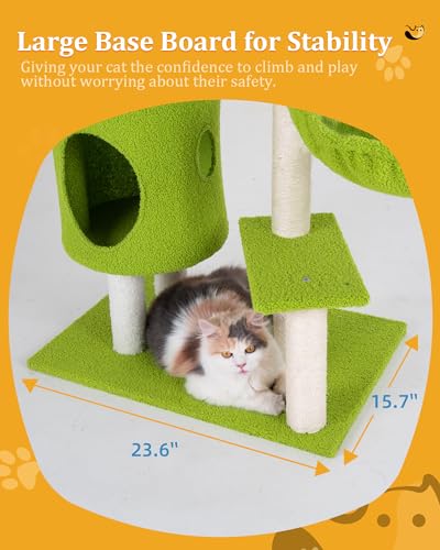 Aechonow Flower Cat Tree, 41.2\'\' Cat Tower with Scratching Post and Cat Condo, Cute Cat Tree Tower for Indoor Cats with Hammock, Pink Top Perch, Fluffy Ball and Bell for Small Medium Cats