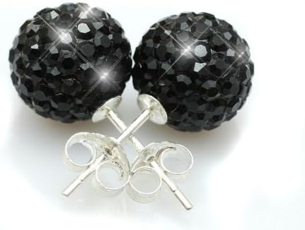 MyPiercingBlack Crystal Diamante Shamballa Earring