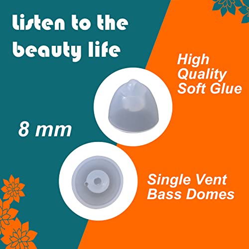Hearing Aid Domes for Oticon Replacements,Oticon Minifit Single Vent Bass Domes (8 mm/3 Pack),Universal Domes for Oticon Hearing Aid Supplies