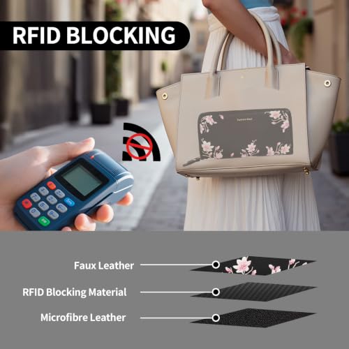 Image of Pomelo Best Wristlet Women Wallet Floral RFID Clutch Purse | Vegan Leather, Multi Credit Card, Large Capacity Zip Around Long Travel Wallets with Coin and Phone Pocket for Ladies