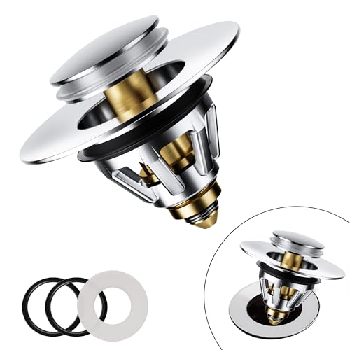 dothnix Waschbeckenstöpsel Universal Pop-Up Abflussstopfen für Waschbecken mit Messing Bounce Core & Anti-Verstopfungssieb Push-Type Ablaufgarnitur für 34-45 mm Abflusslöcher