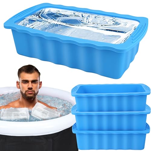 4P Extra Large Ice Block Molds for Ice Bath Tub Cold Plunge Accessories Water Chiller,12LB Large Silicone Ice Cube Molds Big Ice Tray for Coolers,Cold Water Therapy Ice Bath Cold Plunge Accessories