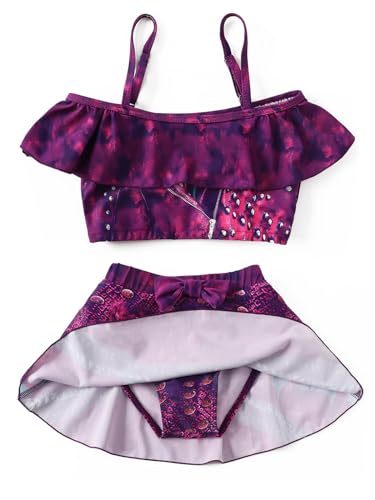 WonderBabe Bathing Suit for Girls Princess Two Piece Ruffle Swimsuit Kids Bikini Set Swimwear Dress Up3