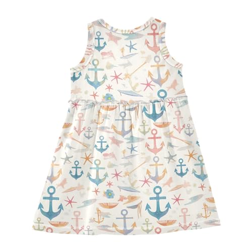 KLL Ocean Simple Anchors Baby Girls Tank Dress Casual Beach Sundress Comfy Outfits Crew Neck2