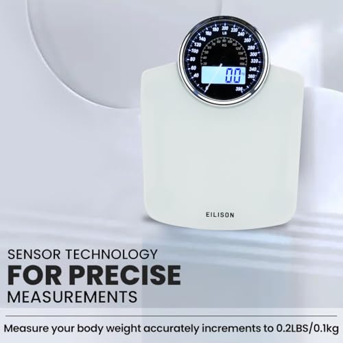 Image of EILISON 2-in-1 Digital & Analog Bathroom Scale, 400 lbs, Large Display