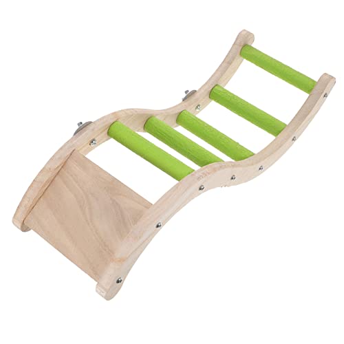 HANABASS Parrot Claw Grinding Ladder Toy Pet Bird Climbing Ladder Parrot Wooden Ladder Bird Cage Accessories Green