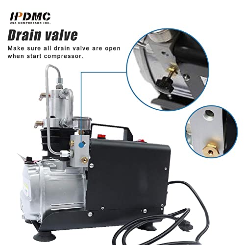 HPDMC 110v 300bar Portable Air Compressor Paintball Fill Station for PCP Game (Auto Stop)