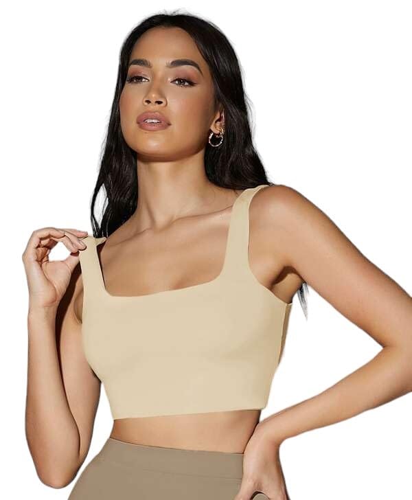 Image of Ben Martin Women's Cotton Stretchable Square Neck Sleeveless Tank Top
