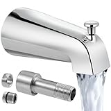 KES All Metal (Inside and Out) Tub Spout with Diverter, 5-3/8' Slip-On Bathtub Spout with Stainless Steel Inner Core, Tub Faucet Replacement Fits 3/4″, 1/2″ IPS, 1/2″ Copper Pipe, Chrome, PTSN301-CH