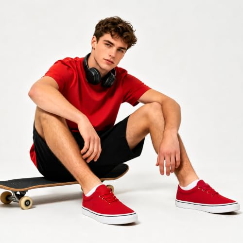 Image of yageyan Men's Low Top Canvas Walking Shoes Lace-up Fashion Sneakers Casual