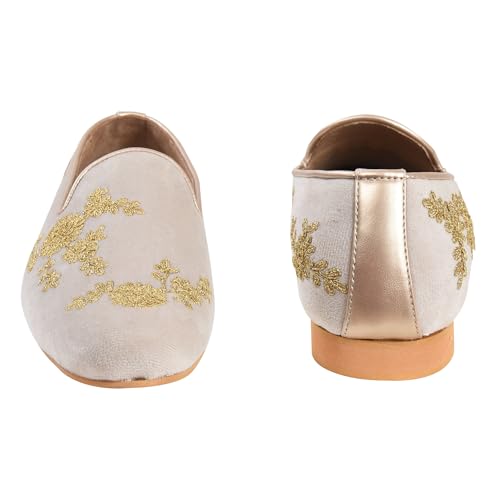 Tanny Shoes Men's Fabric Matarial Off White Ethnic Shoe for Weeding Party (numaric-8)