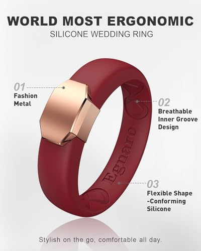 Image of Egnaro Silicone Wedding Bands Women, Inner Arc Ergonomic Breathable Design