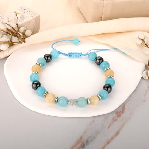 Image of Natural Stone Bracelet as Mothers Gifts for Women and Graduation Gifts, Heart Bracelets as Birthday Gifts for Teen Girls with Message Card