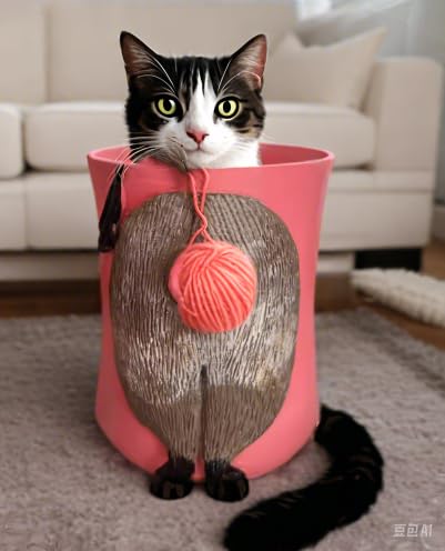 Image of Knit cat Yarn Bowl,Cat Litter line Bowl,Cat Litter Knitted Yarn Bowl, Bowls for Crocheting Knitting Cat Butt,Yarn Bowls with Holes for DIY Knitting Crocheting